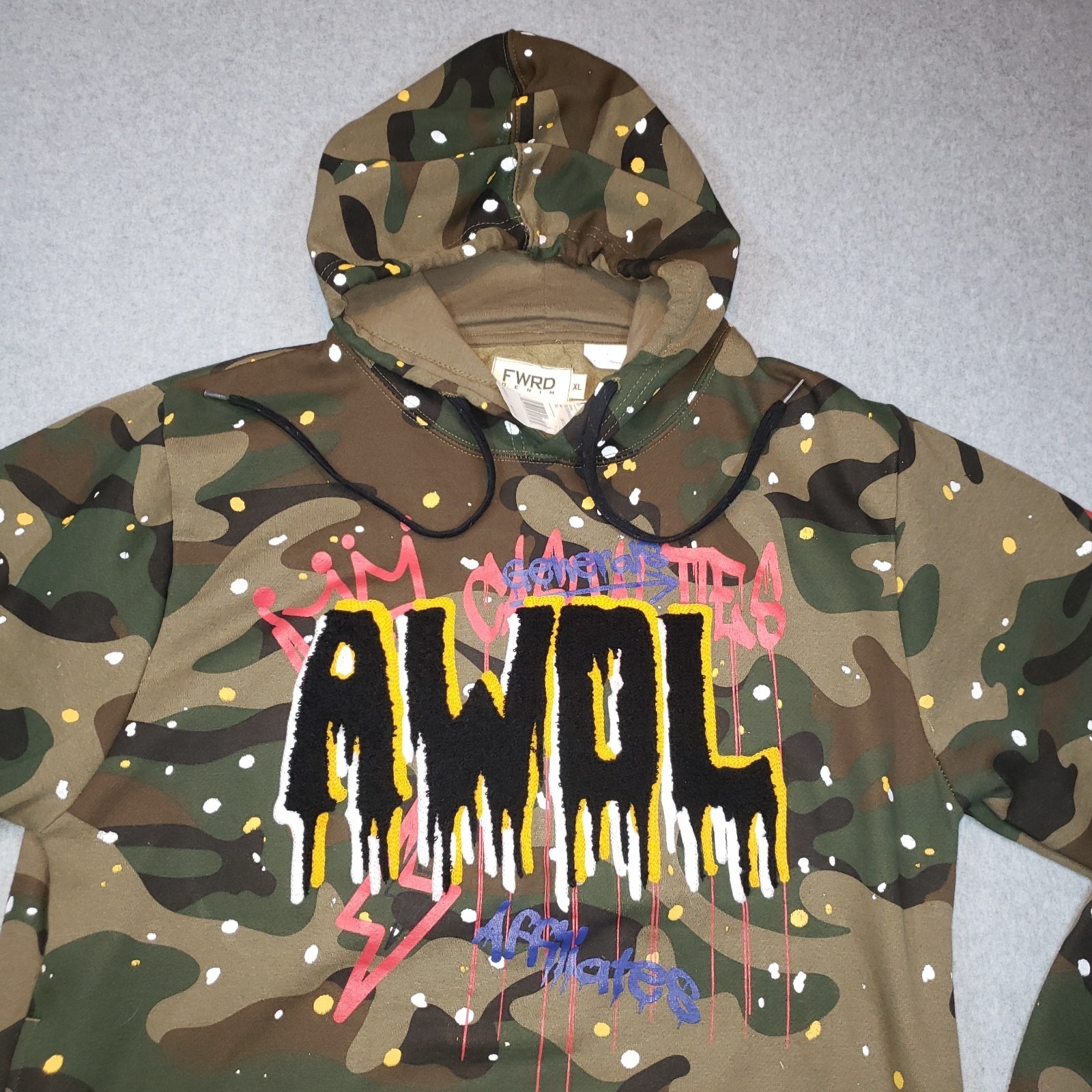 Fwrd Denim Co. Camo Awol Sweatpants & Hoodie Mens Xl Splatter Grunge Street Wear — image 4 of 8